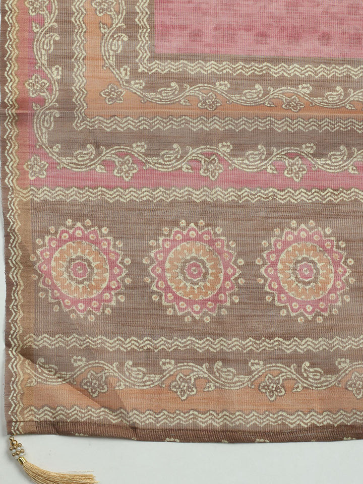 Embroidered Tissue Unstitched Kurta With Pant &amp; Dupatta
