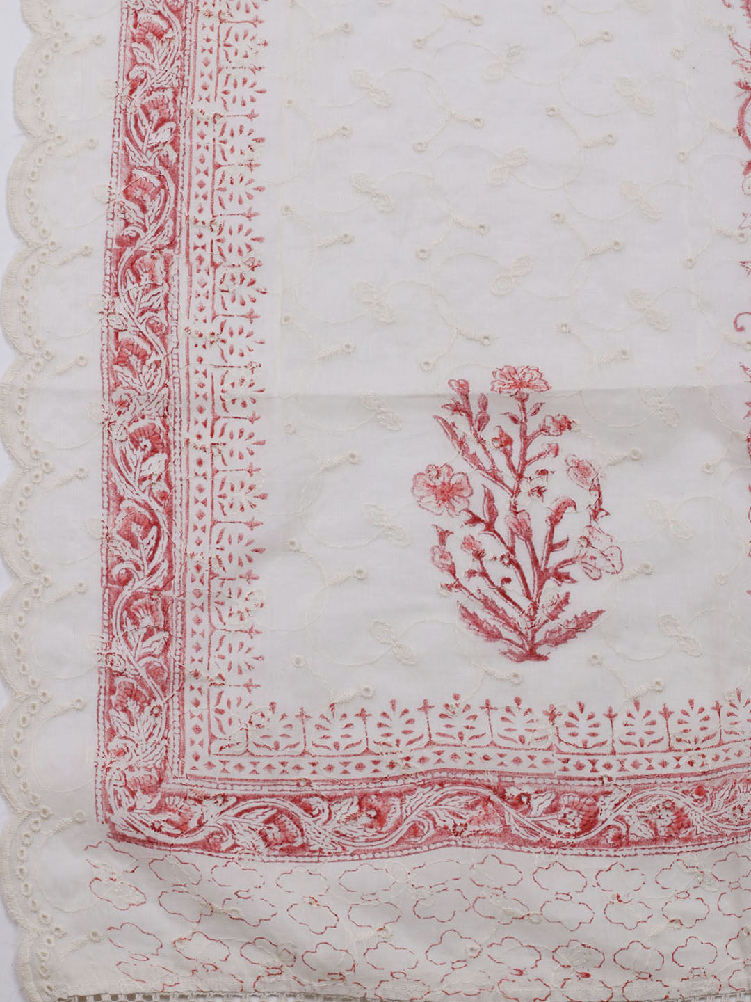 Printed Cotton Blend Unstitched Suit With Dupatta