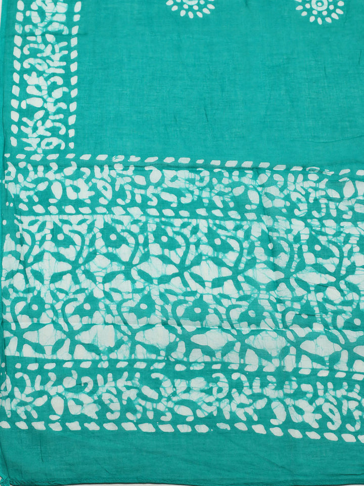 Printed Cotton Blend Unstitched Suit With Pant &amp; Dupatta