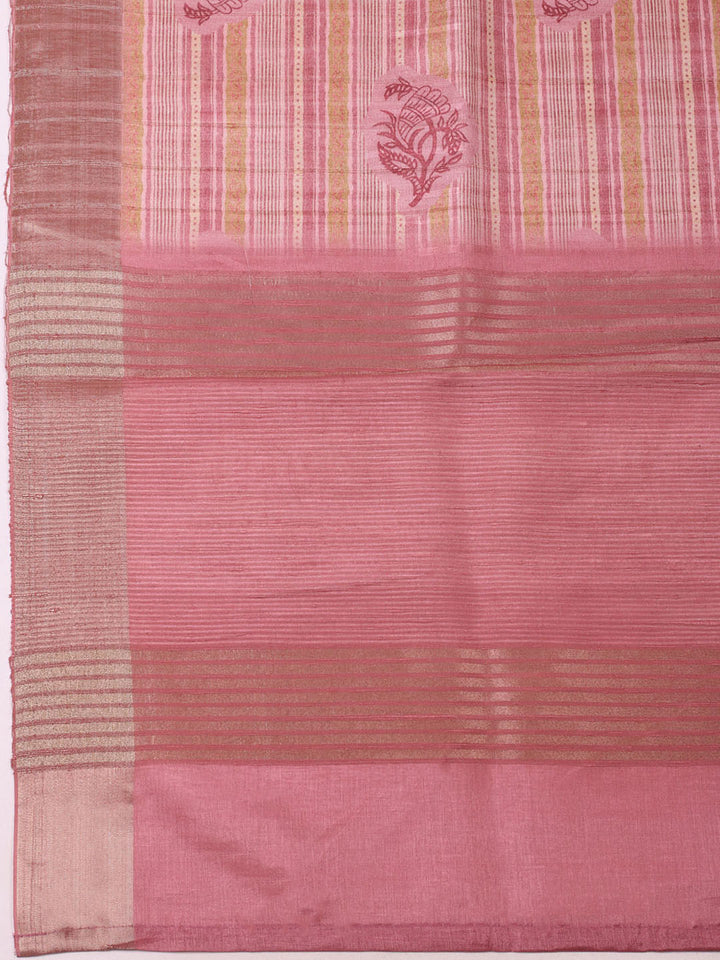Embroidered Tussar Unstitched Kurta With Pant &amp; Dupatta