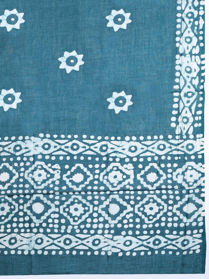 Printed Cotton Blend Unstitched Suit With Pant &amp; Dupatta