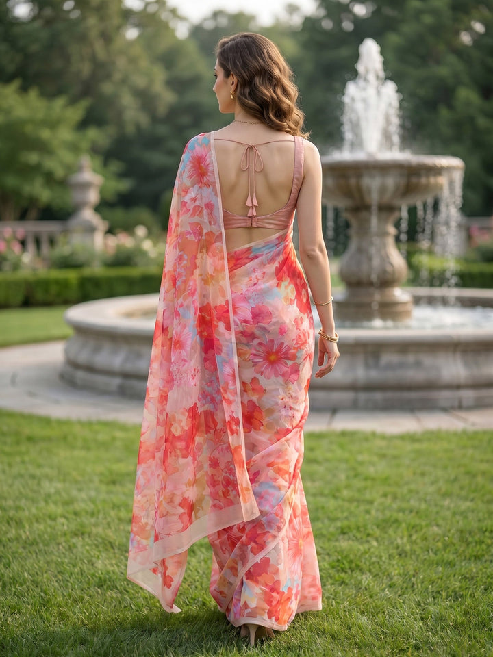 Digital Print Chiffon Saree
