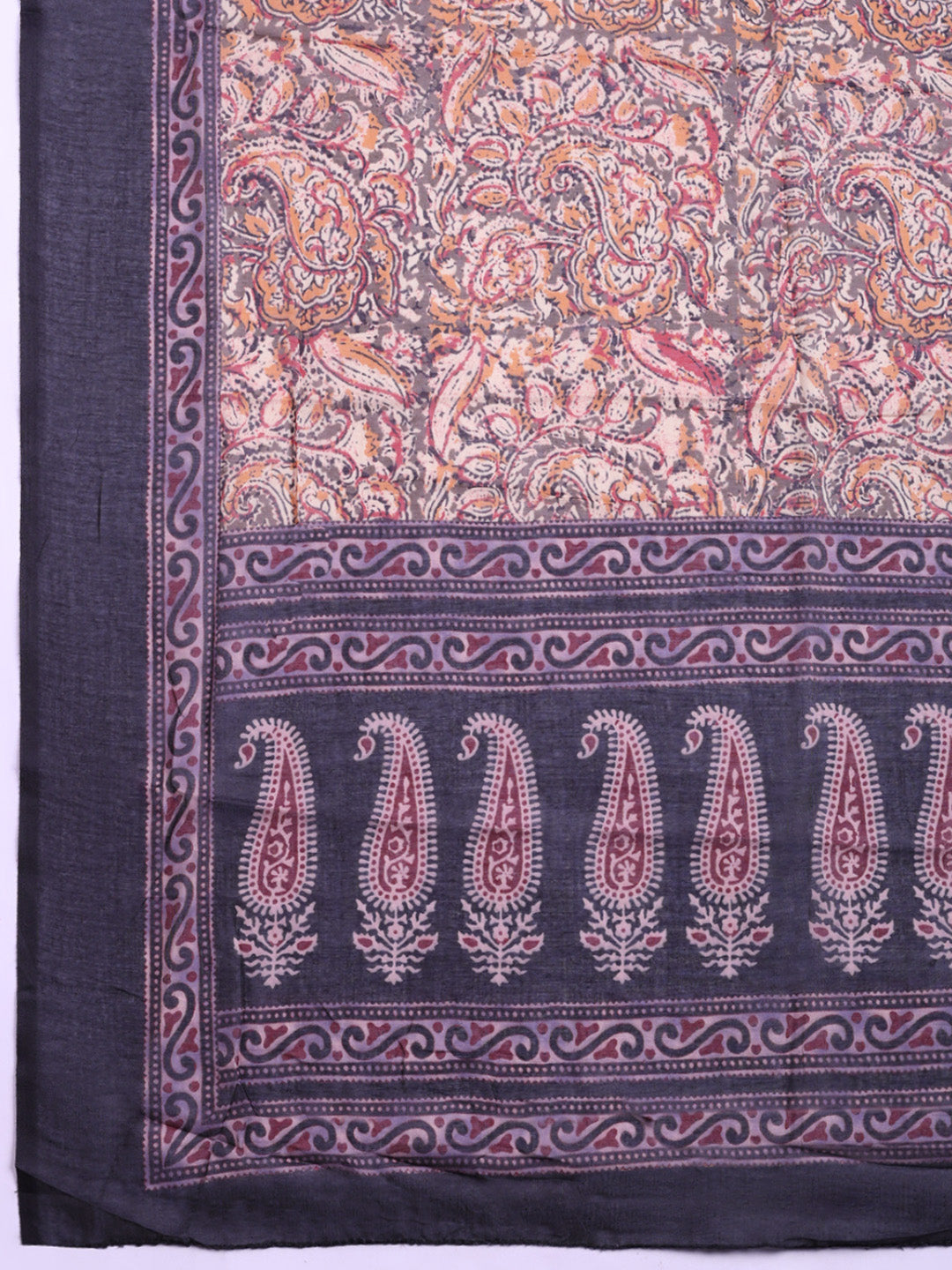 Printed Cotton Blend Unstitched Suit With Pant &amp; Dupatta