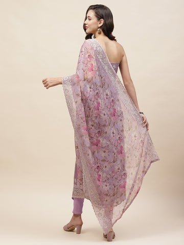 Booti Embroidered Organza Unstitched Suit Piece With Dupatta