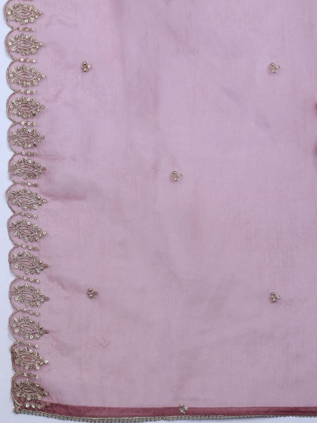 Neck Embroidered Chanderi Unstitched Suit With Dupatta