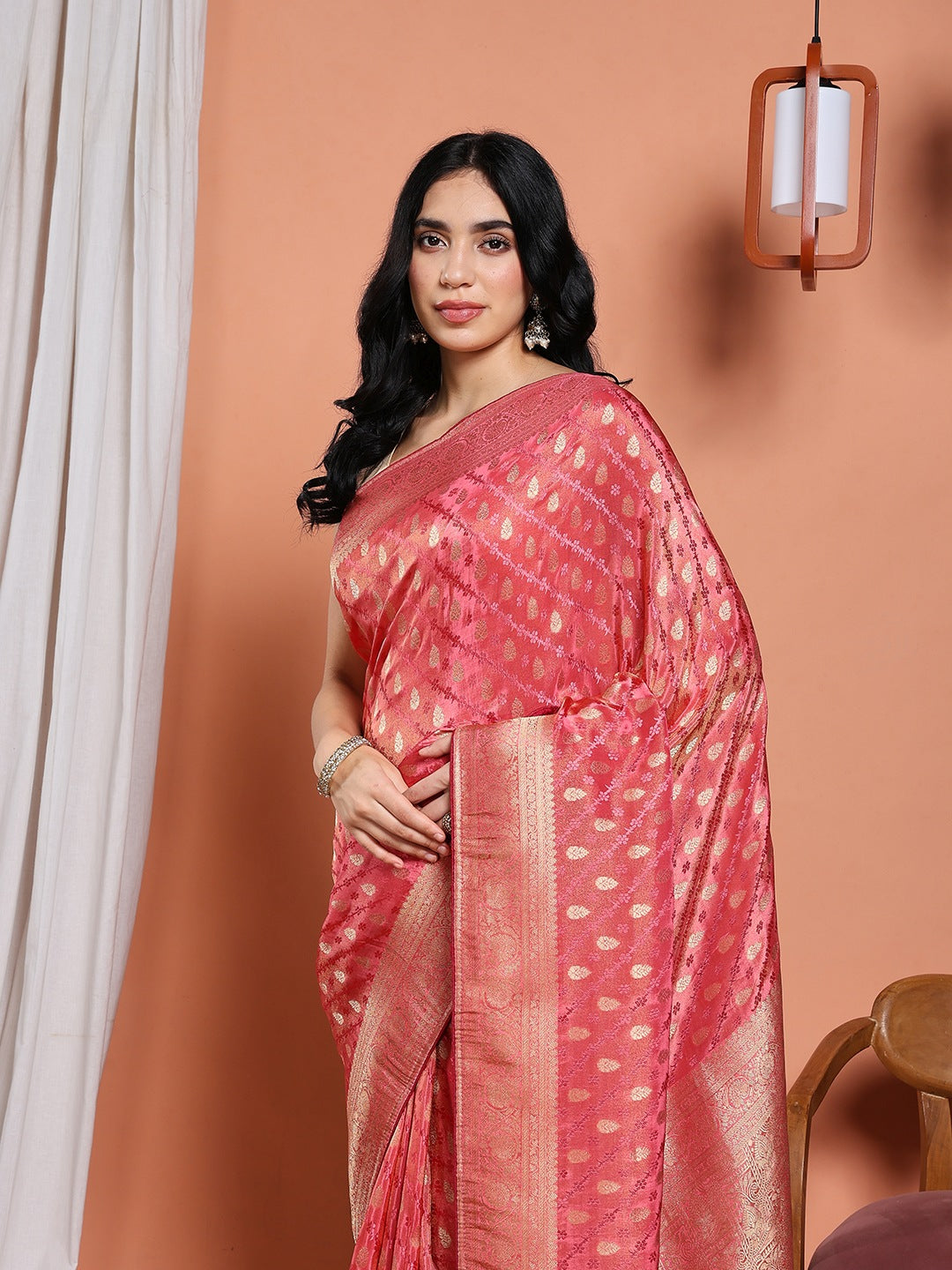 Woven Design Satin Saree