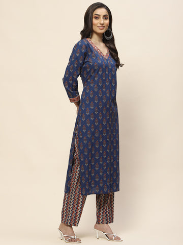 Printed Cotton Suit Set With Dupatta