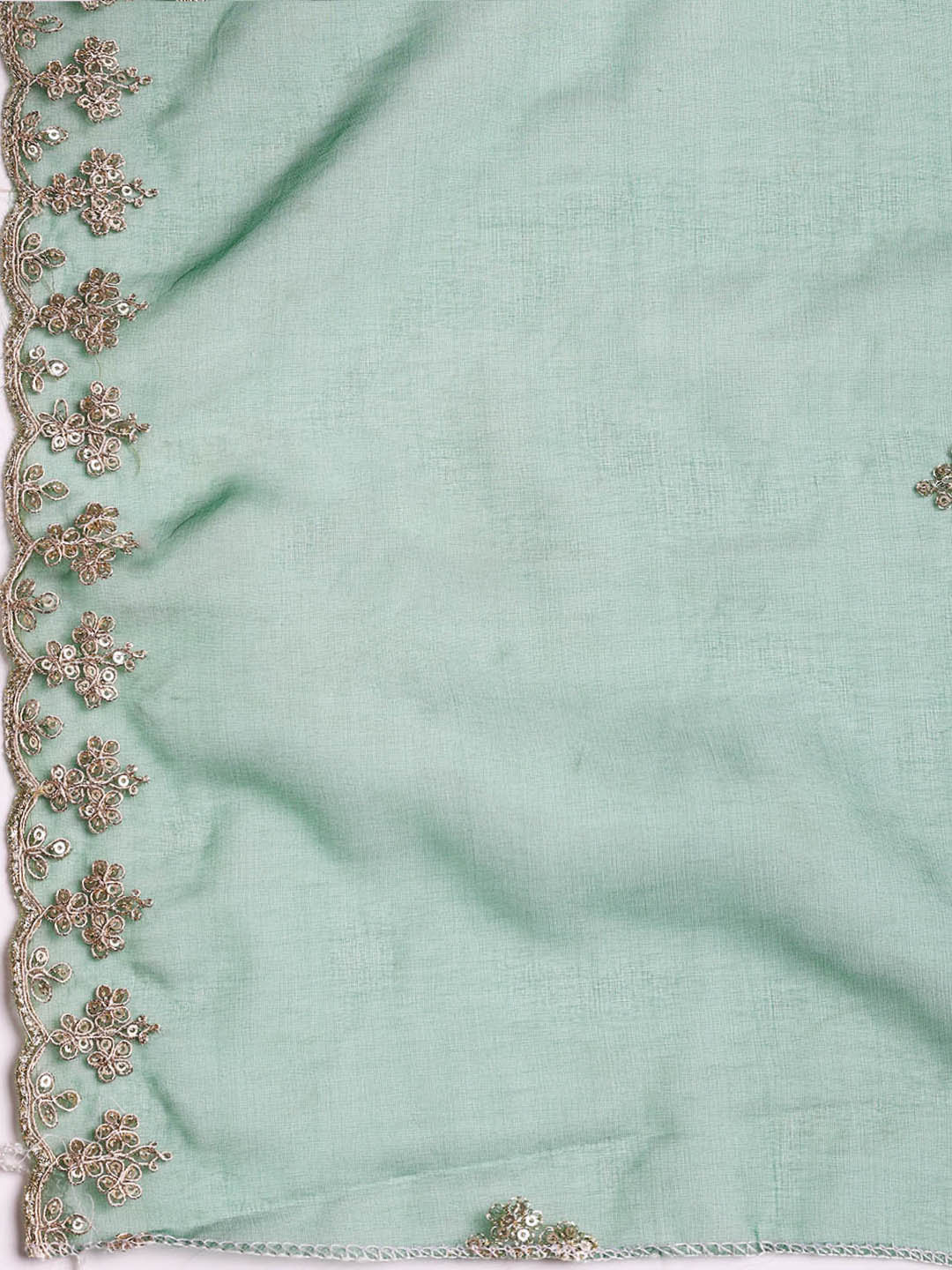 Neck Embroidered Organza Unstitched Suit With Dupatta