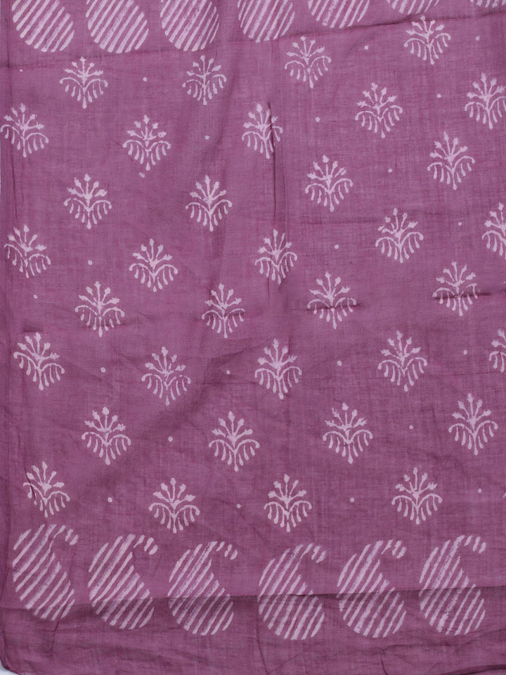Printed Cotton Blend Unstitched Kurta With Pant &amp; Dupatta