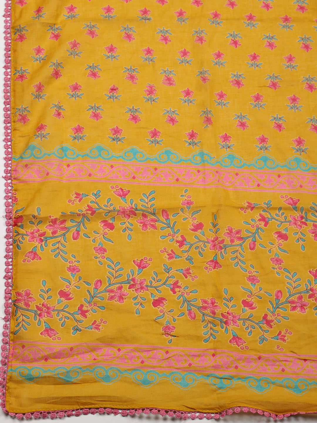 Embroidered Cotton Blend Unstitched Suit With Pant &amp; Dupatta