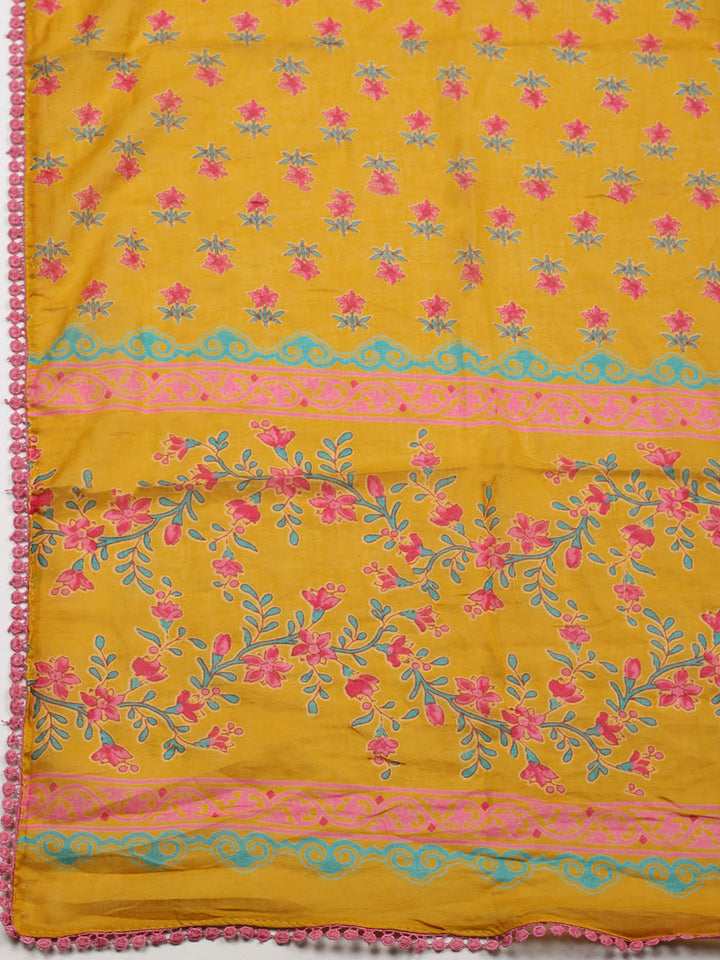 Embroidered Cotton Blend Unstitched Suit With Pant &amp; Dupatta
