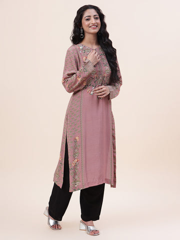 Digital Floral Printed Crepe Kurta