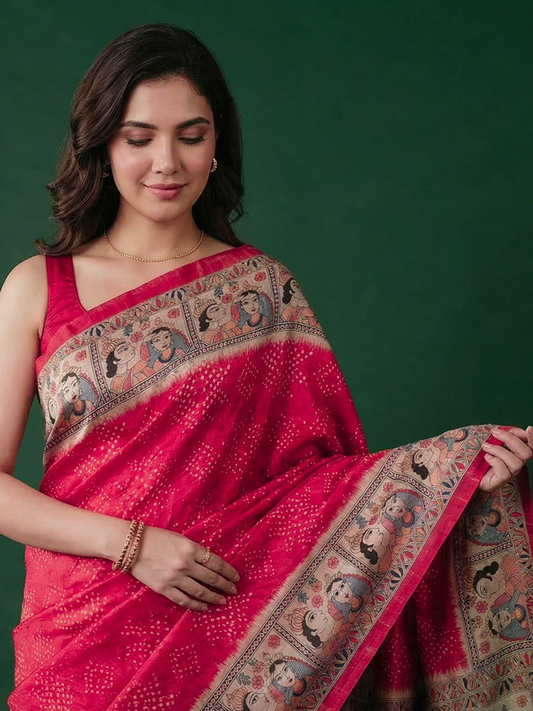 Printed Tussar Silk Saree