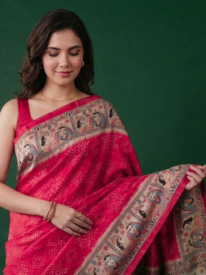 Printed Tussar Silk Saree