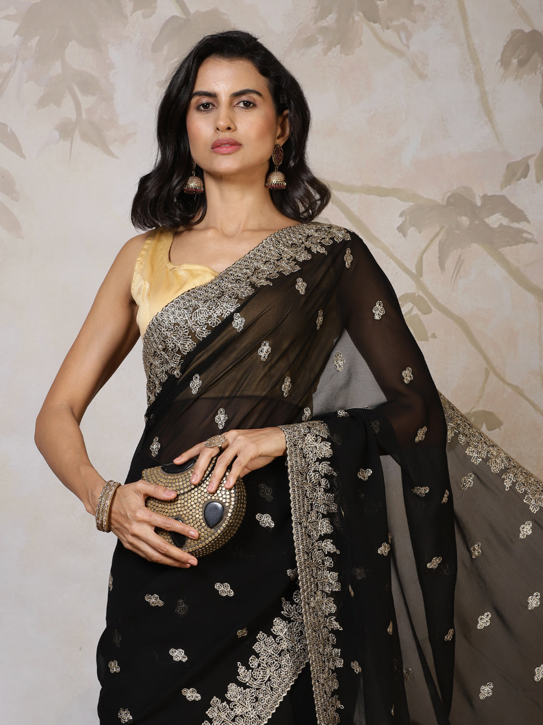 Zari Embroidered Georgette Saree