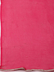 Woven Design Chanderi Rani Unstitched Suit With Pant & Dupatta