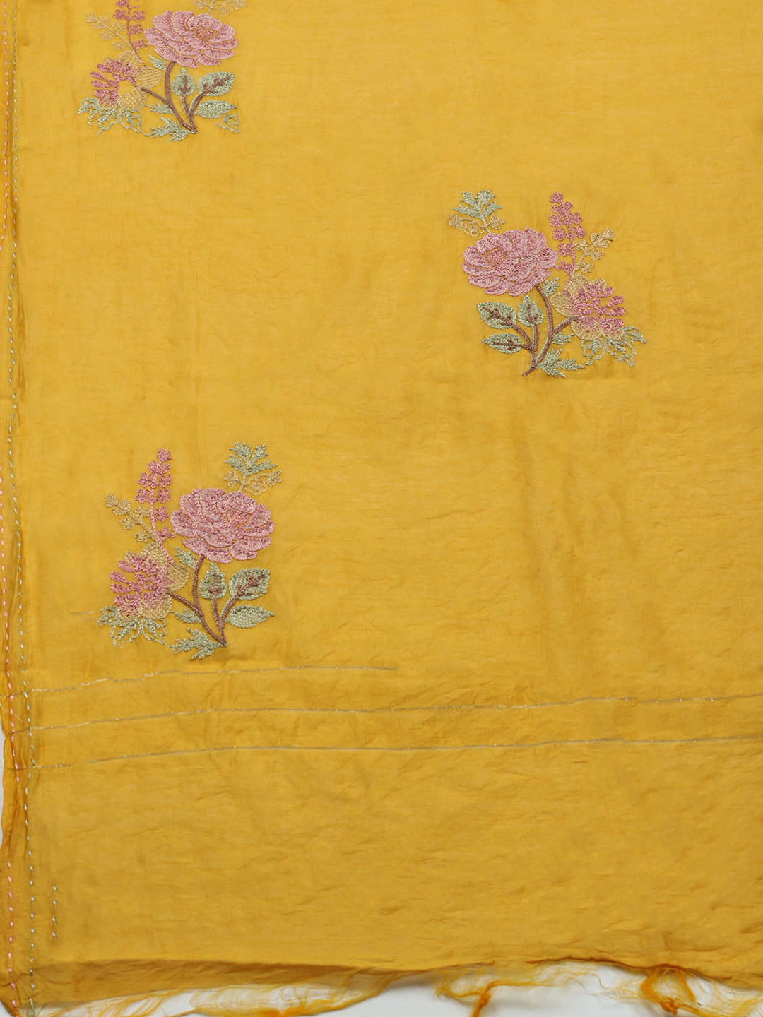 Embroidered Muslin Unstitched Suit With Pant &amp; Dupatta
