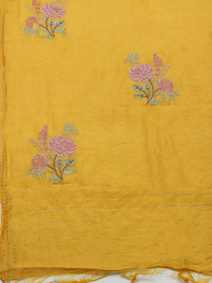 Embroidered Muslin Unstitched Suit With Pant &amp; Dupatta