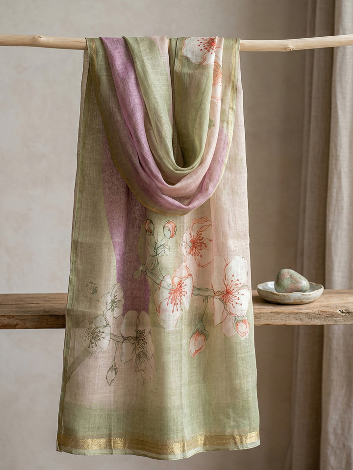 Embroidered Linen Blend Unstitched Suit With Pant &amp; Dupatta