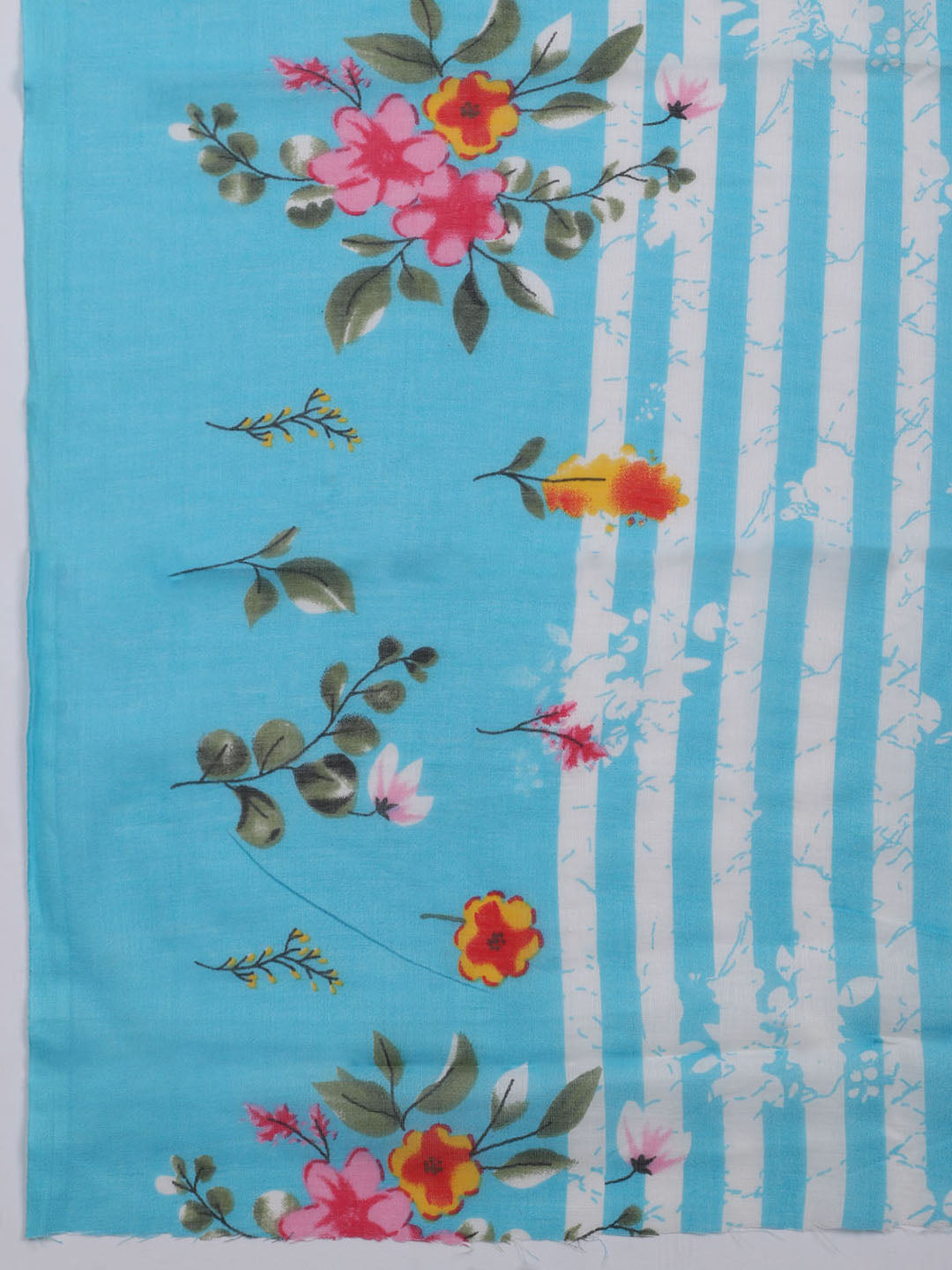 Patch Neck Cotton Blend Unstitched Suit With Dupatta