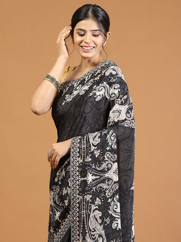 Digital Printed Crepe Saree