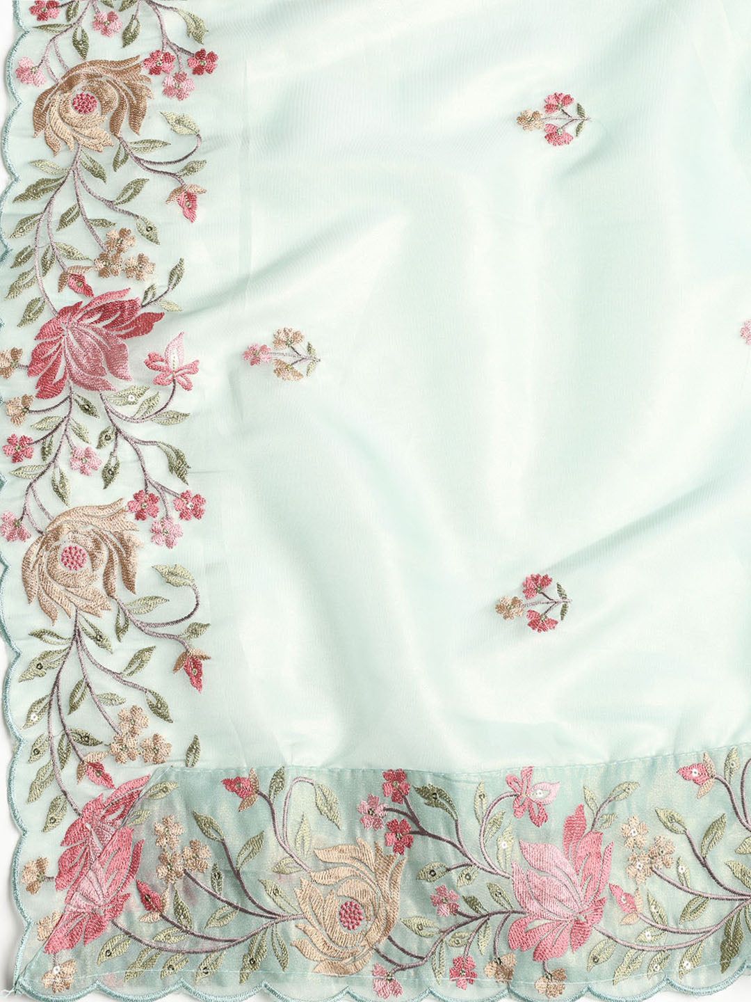 Embroidered Organza Unstitched Suit With Dupatta