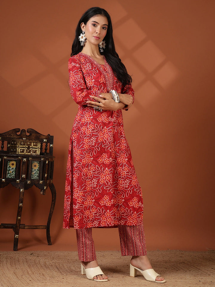 Printed Cotton Blend Kurta With Pant &amp; Dupatta