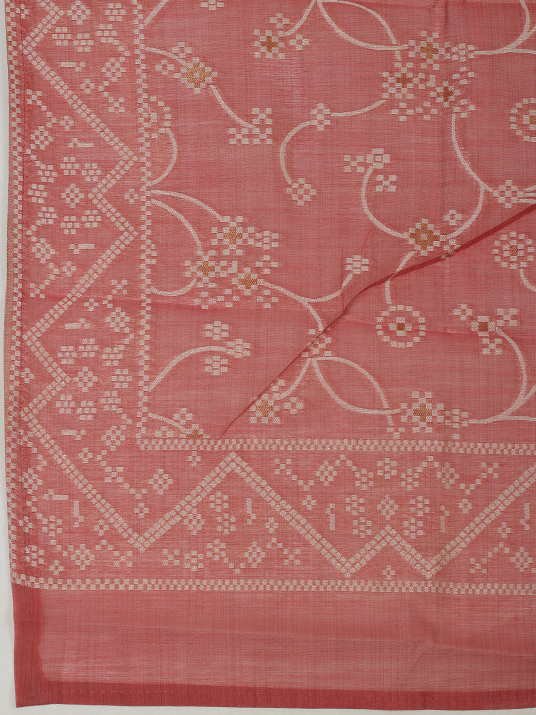 Embroidered Chanderi Unstitched Kurta With Pant &amp; Dupatta