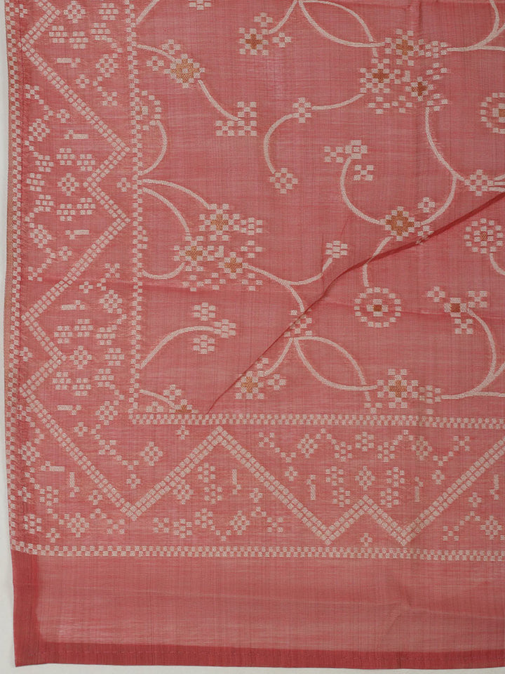 Embroidered Chanderi Unstitched Kurta With Pant &amp; Dupatta