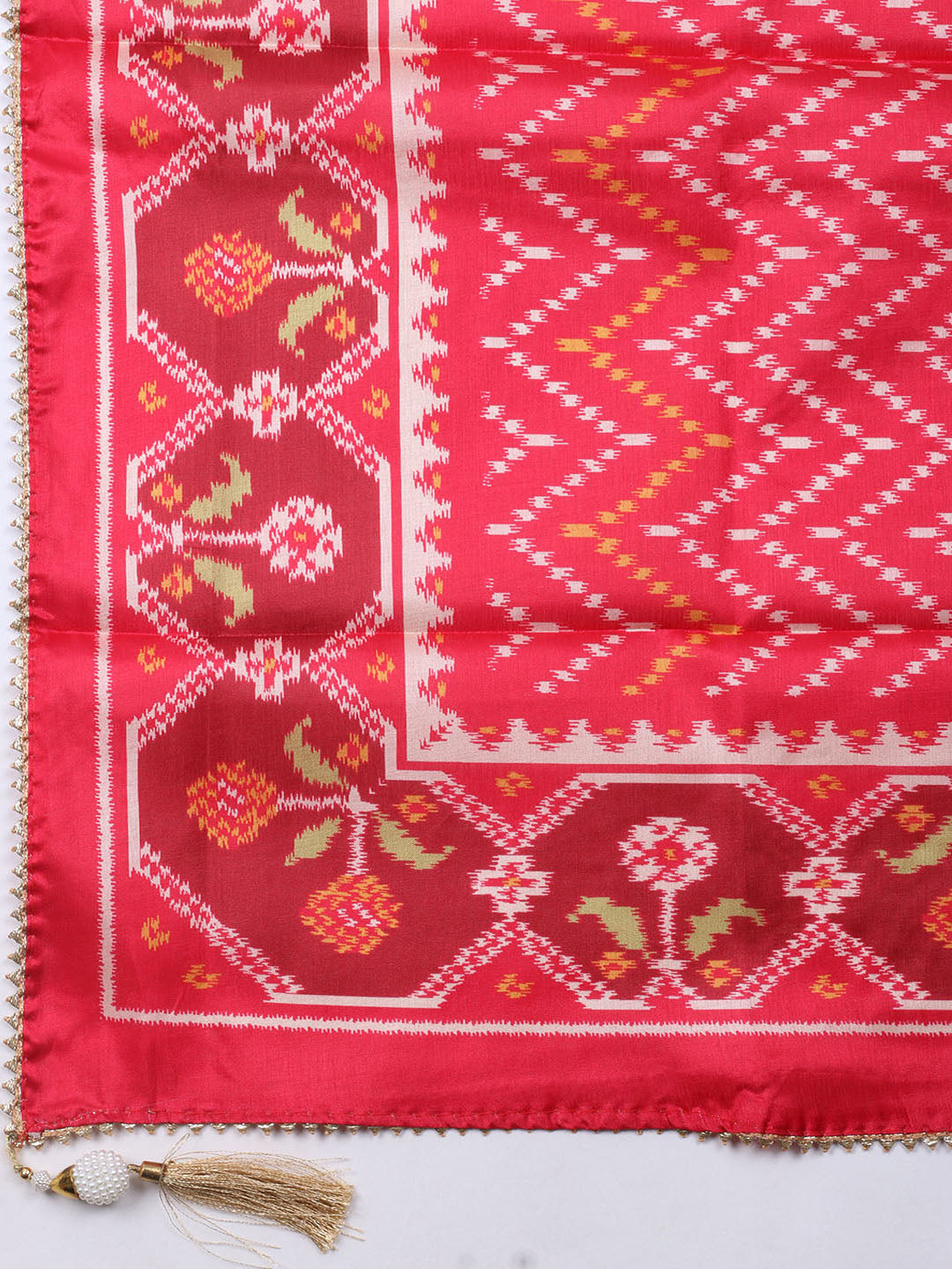 Patola Printed Tussar Unstitched Suit With Dupatta