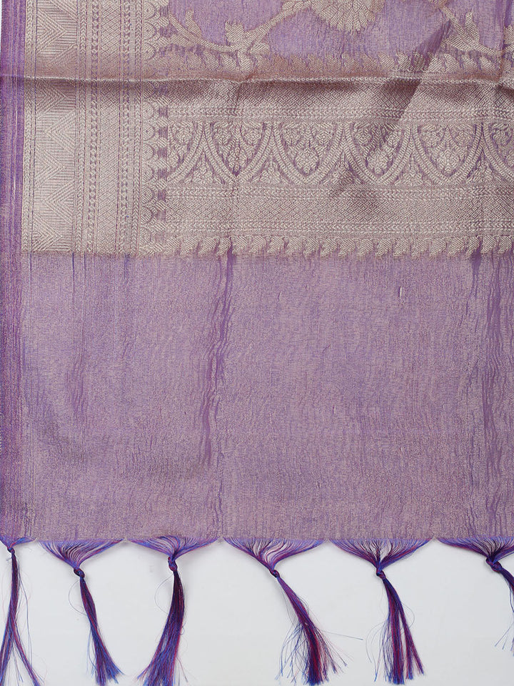 Embroidered Tissue Unstitched Kurta With Pant &amp; Dupatta