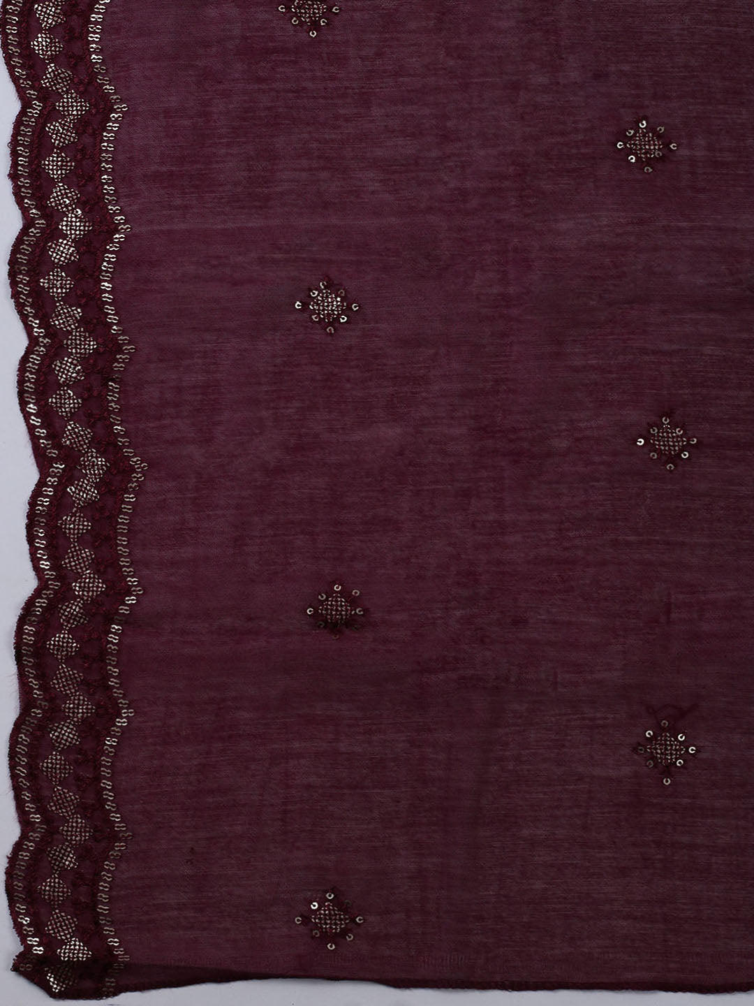 Neck Embroidered Chanderi Unstitched Suit With Dupatta