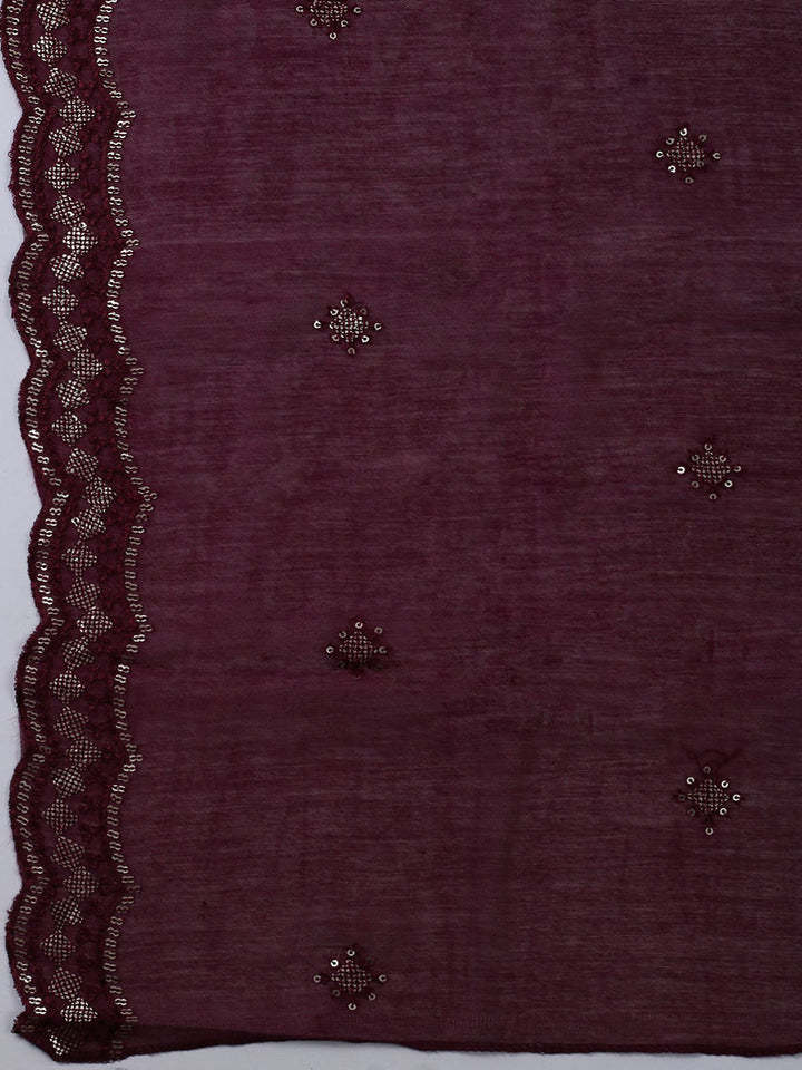 Neck Embroidered Chanderi Unstitched Suit With Dupatta