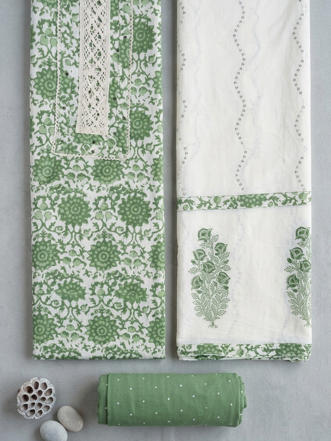 Embroidered Cotton Blend Unstitched Suit With Pant &amp; Dupatta