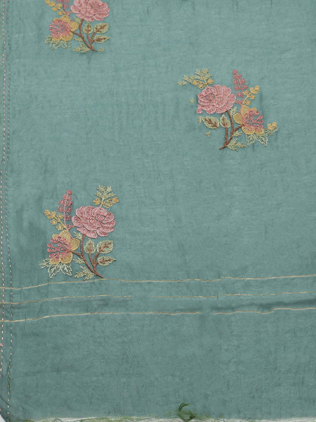 Embroidered Muslin Unstitched Suit With Pant &amp; Dupatta