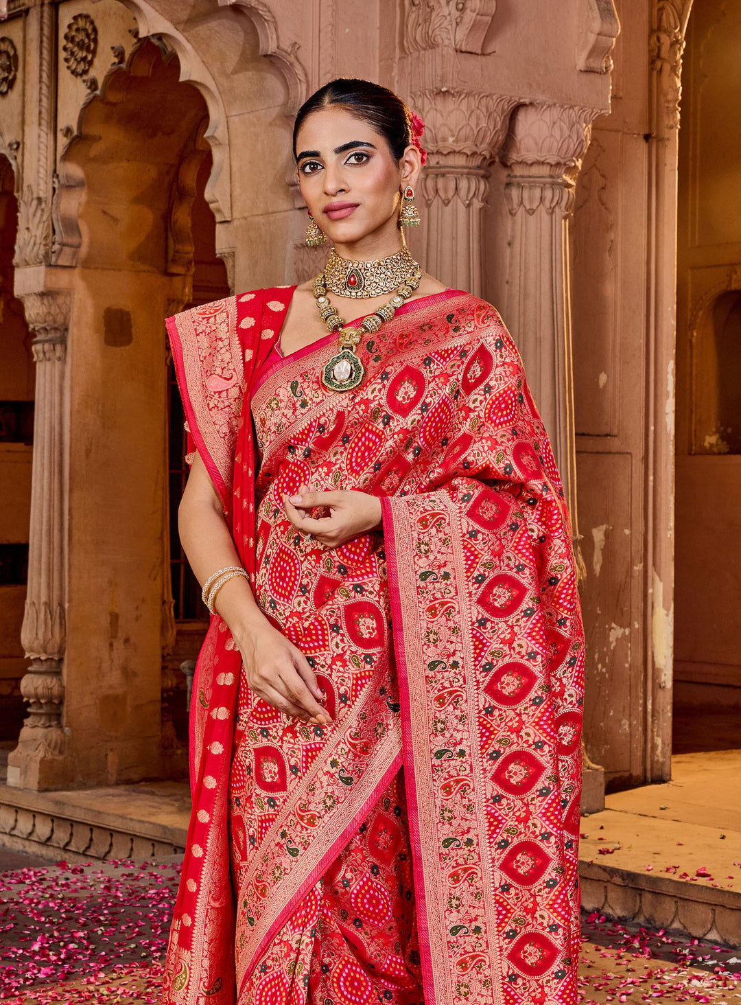 Rani Georgette Plain Saree