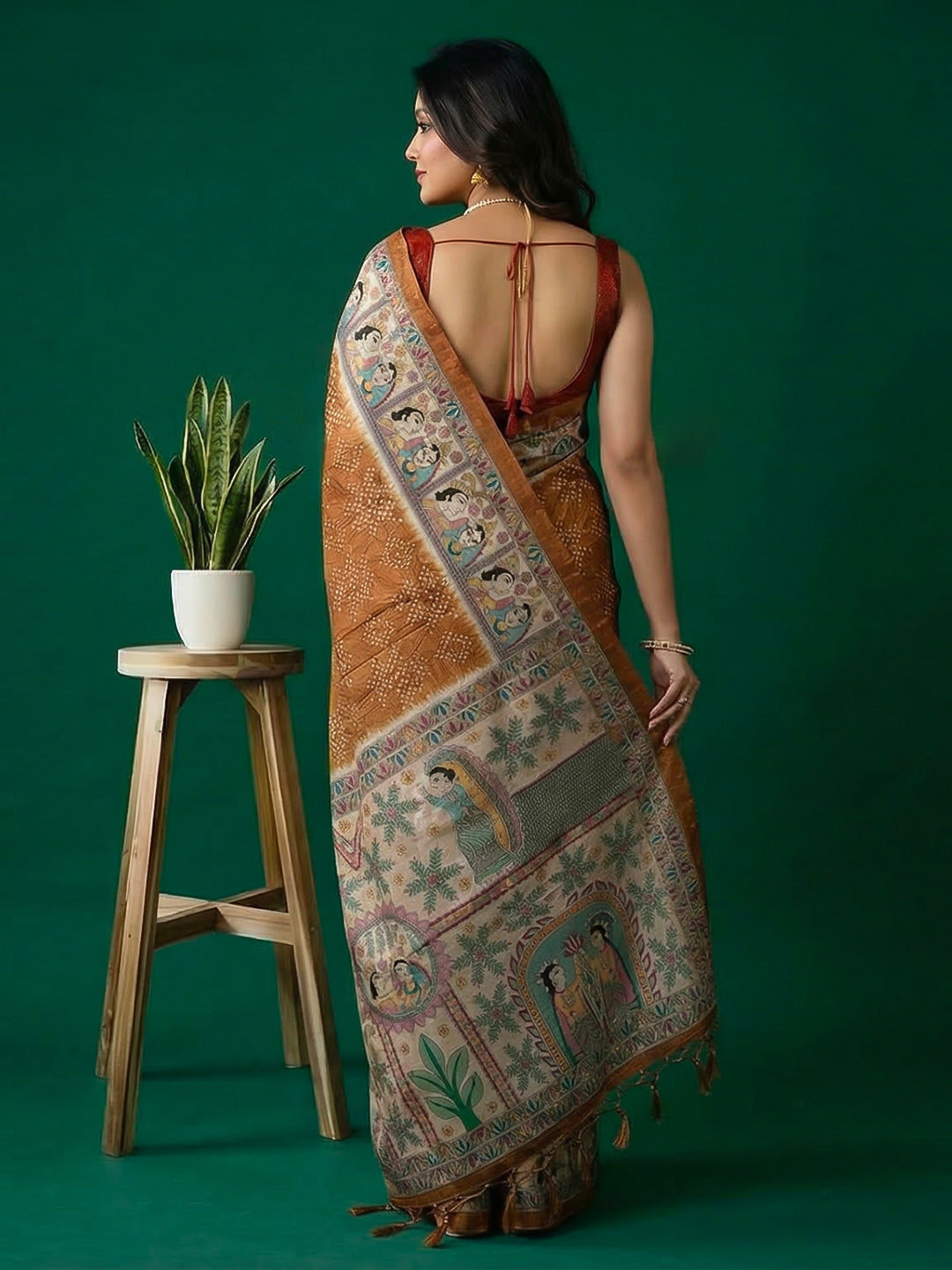 Printed Tussar Silk Saree