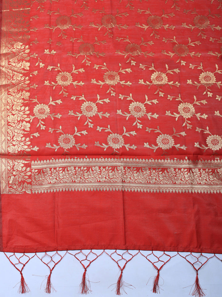 Woven Design Chanderi Unstitched Suit With Pant &amp; Dupatta
