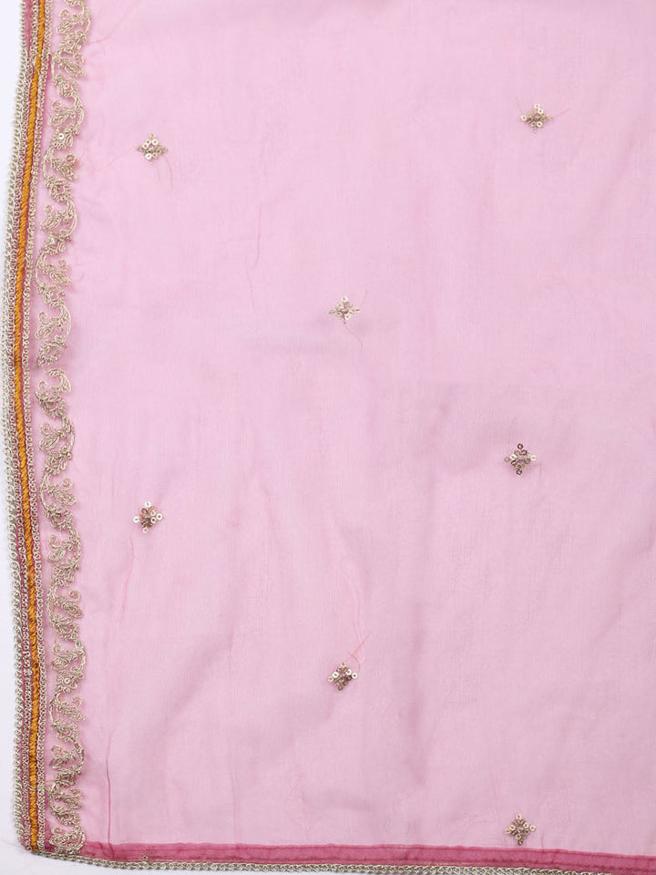 Neck Embroidered Chanderi Unstitched Suit With Dupatta
