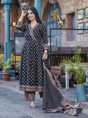 Printed Cotton Kurta With Pants & Dupatta