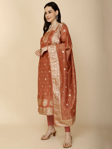 Woven Tissue Unstitched Suit Piece With Dupatta