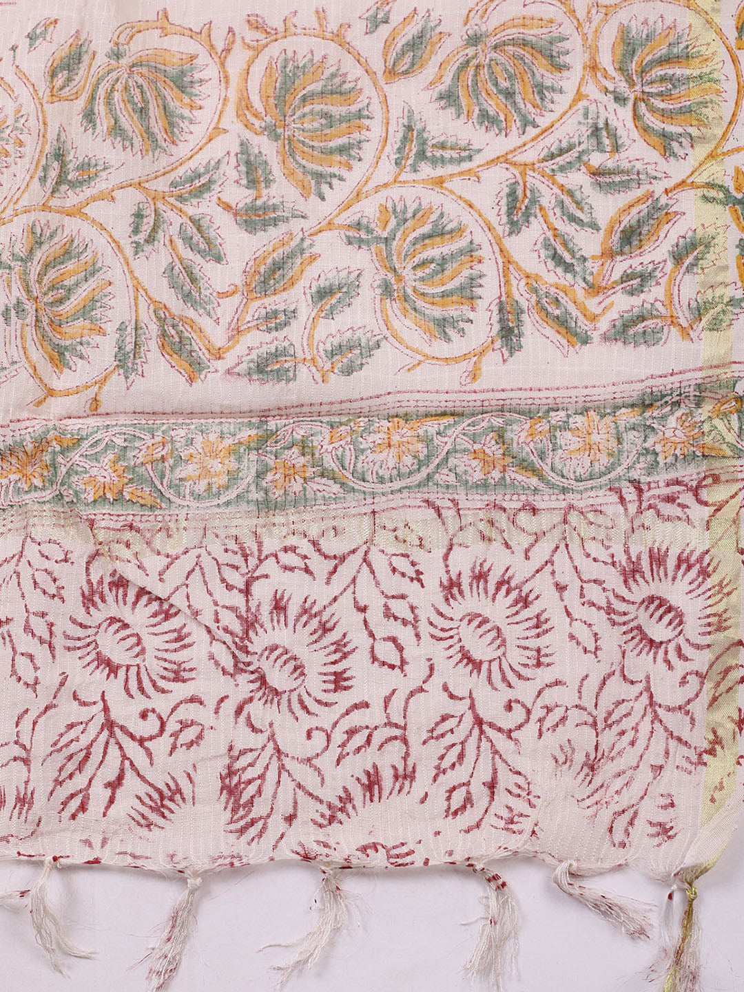 Printed Cotton Blend Unstitched Suit With Pant &amp; Dupatta