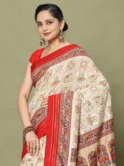 Bandhani Printed Art Silk Woven Saree