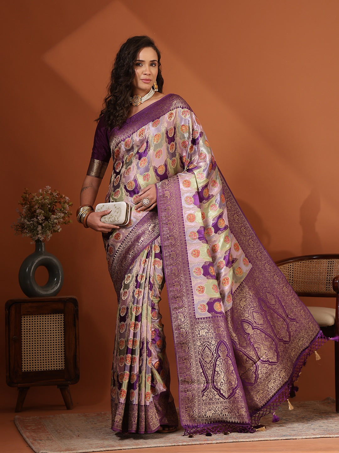Woven Design Satin Saree