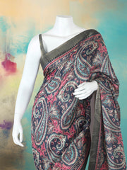 Printed Tussar Grey Saree