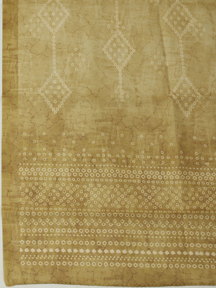 Printed Chanderi Unstitched Suit With Pant &amp; Dupatta