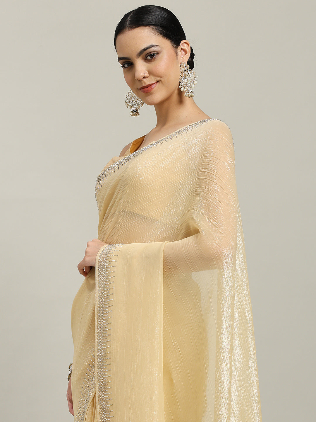 Cutdana Embroidered Chiffon Saree