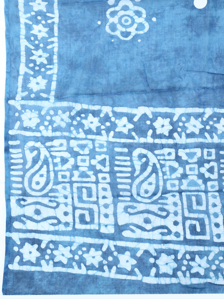Embroidered Cotton Blend Unstitched Suit With Pant &amp; Dupatta