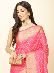 Zari Border Booti Woven Handloom Saree