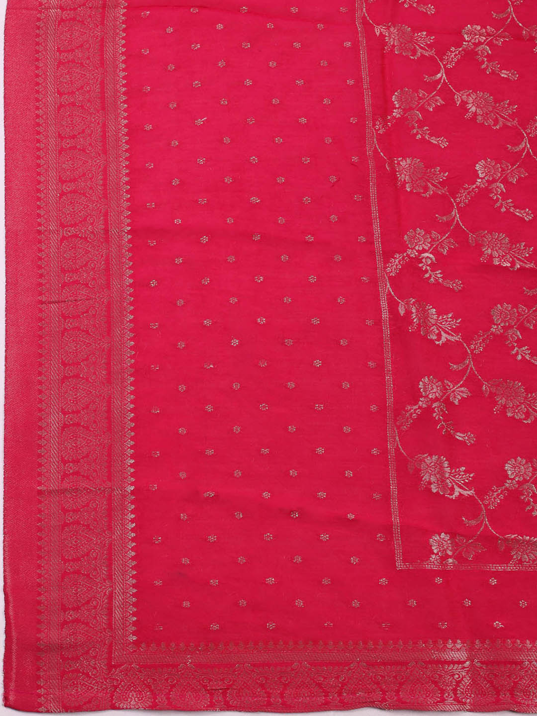 Embroidered Chanderi Unstitched Suit With Pant &amp; Dupatta